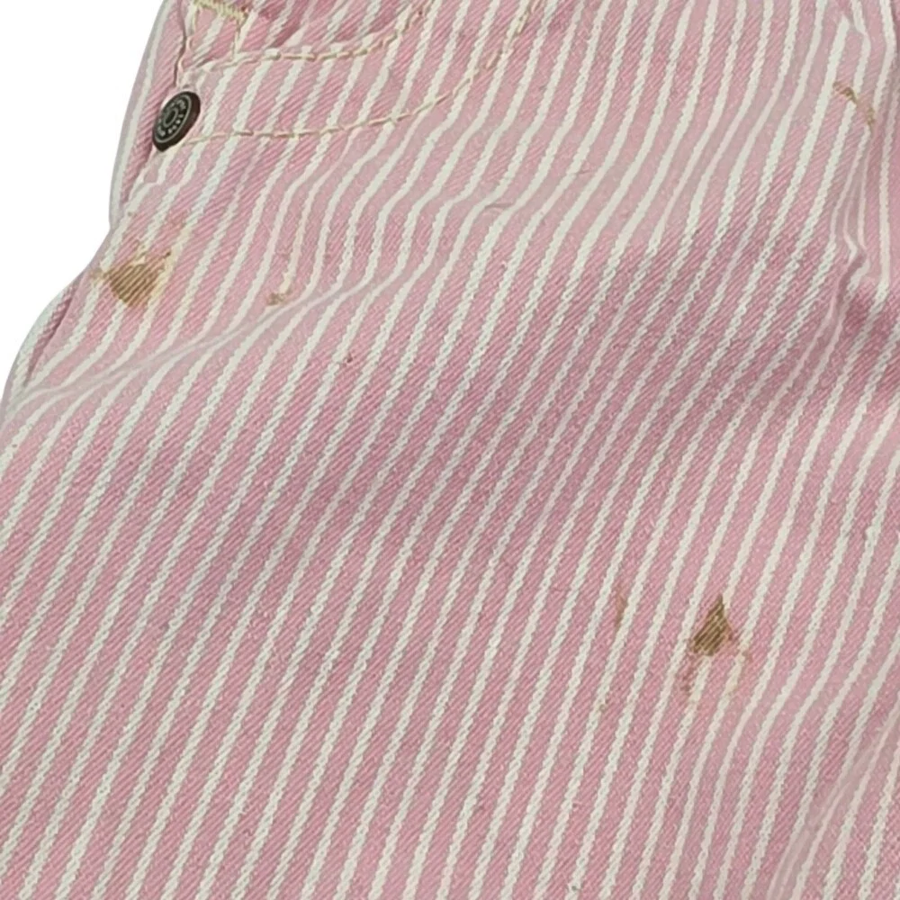 OshKosh B'gosh Pink White Stripe Baby Girl Overalls‎ Jumpsuit Snap Size 9 M 2010